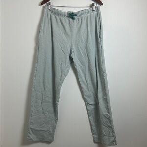 LAKE Women’s Green Striped Drawstring Pajama Bottom Pants Large Pima Cotton